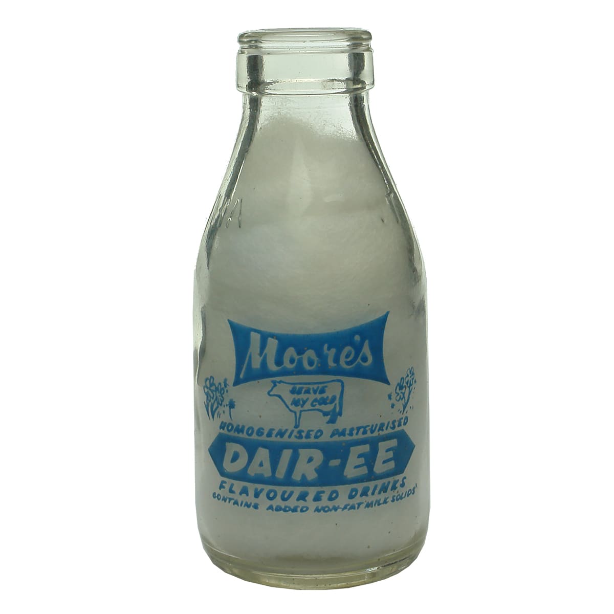 Milk. Moore's Dair-ee. Foil top. 1/2 Pint. (Geelong, Victoria)
