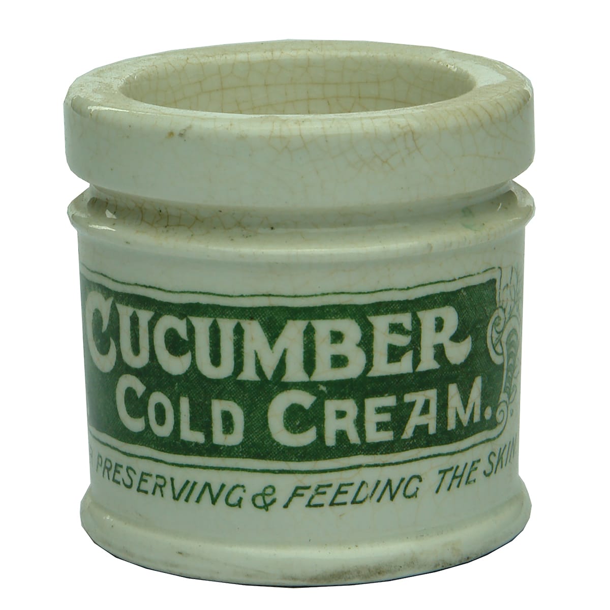 Pot. Cucumber Cold Cream. Green Print.