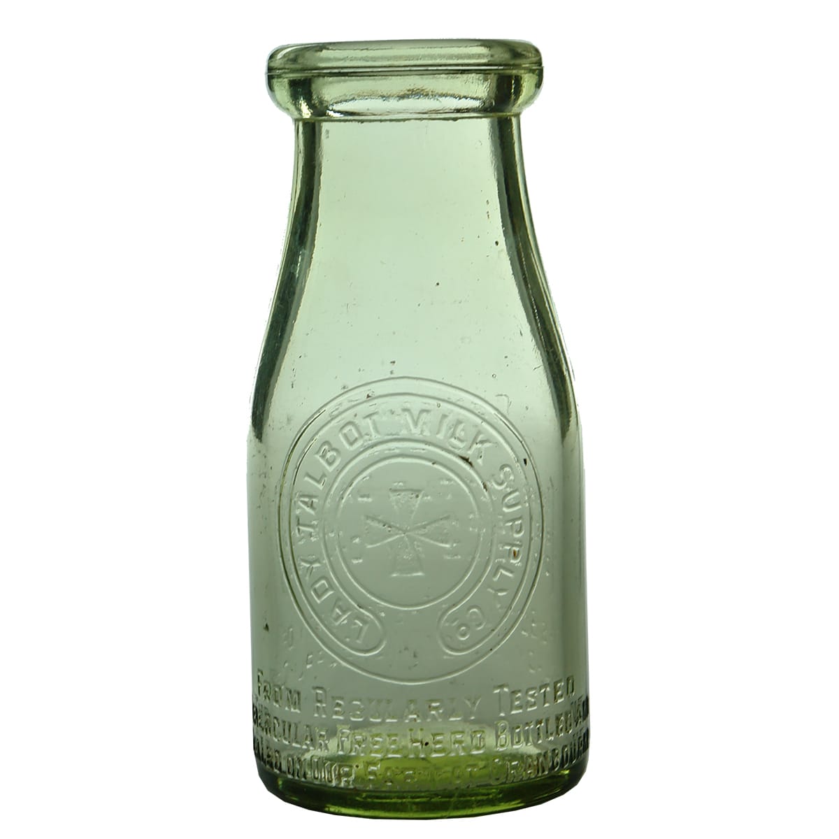Milk. Lady Talbot Milk Supply Co. Wide mouth. Lime Colour. Half Pint.