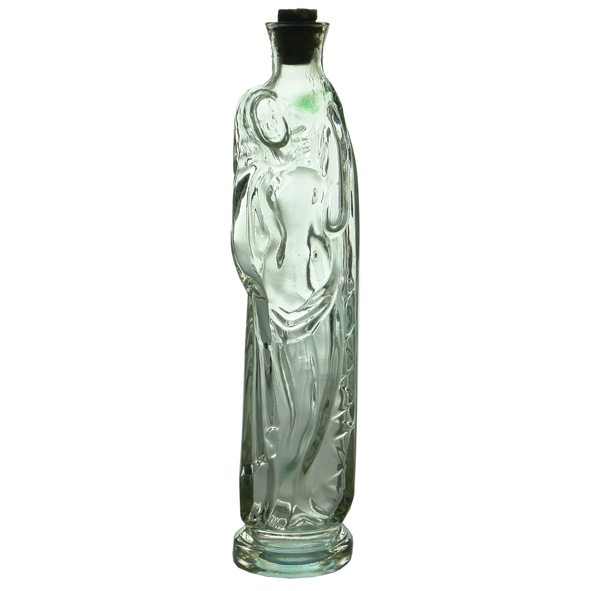 Figural Perfume. Rebecca at the Well / Woman holding container. Clear. About 2 oz.