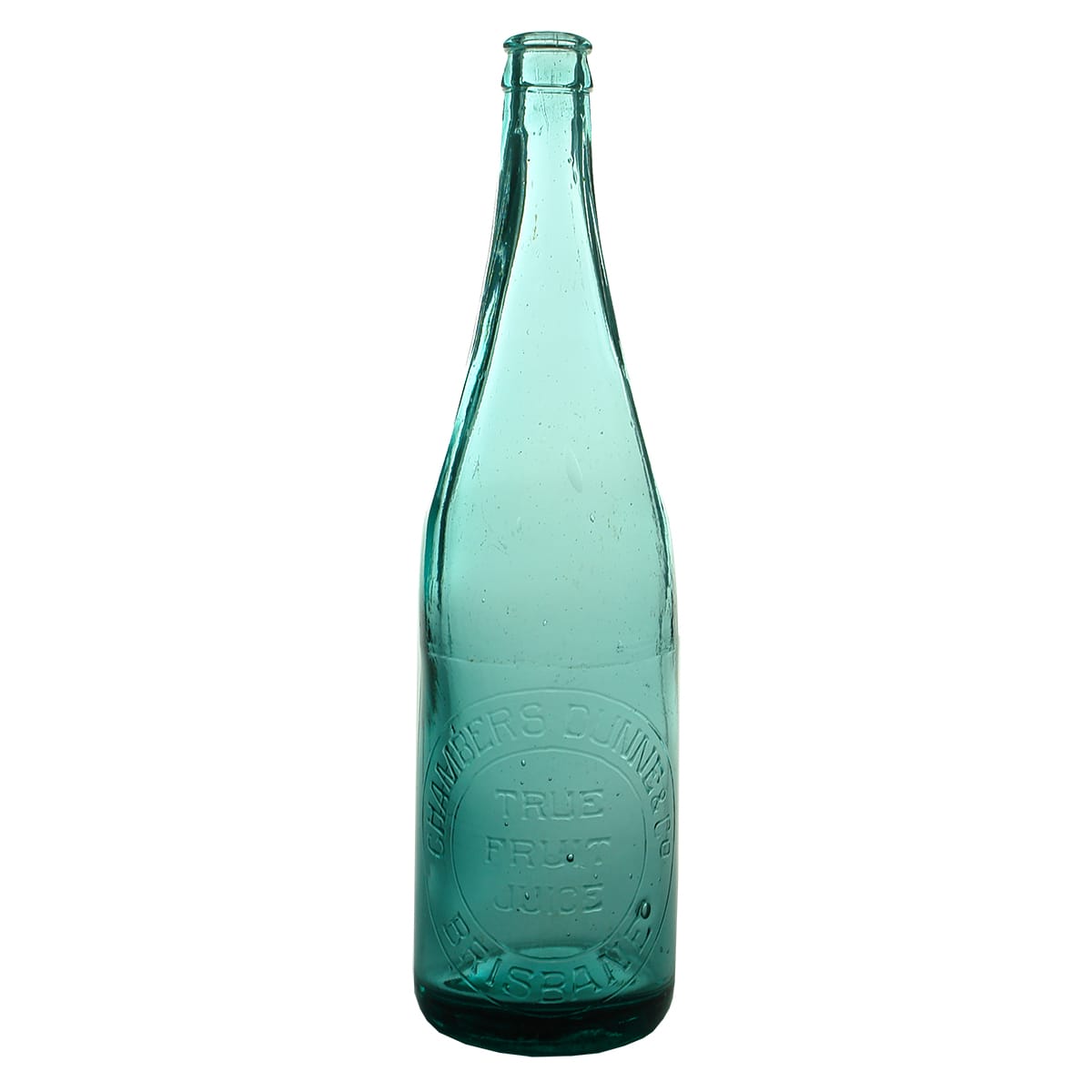 Crown Seal. Chambers Dunne & Co., Brisbane. Spun top. Darkish Aqua. 26 oz. (Queensland)