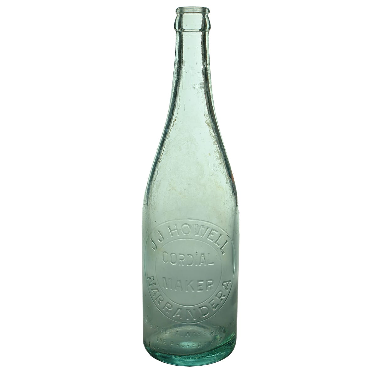 Crown Seal. J. J. Howell, Narrandera. Aqua. 26 oz. (New South Wales)