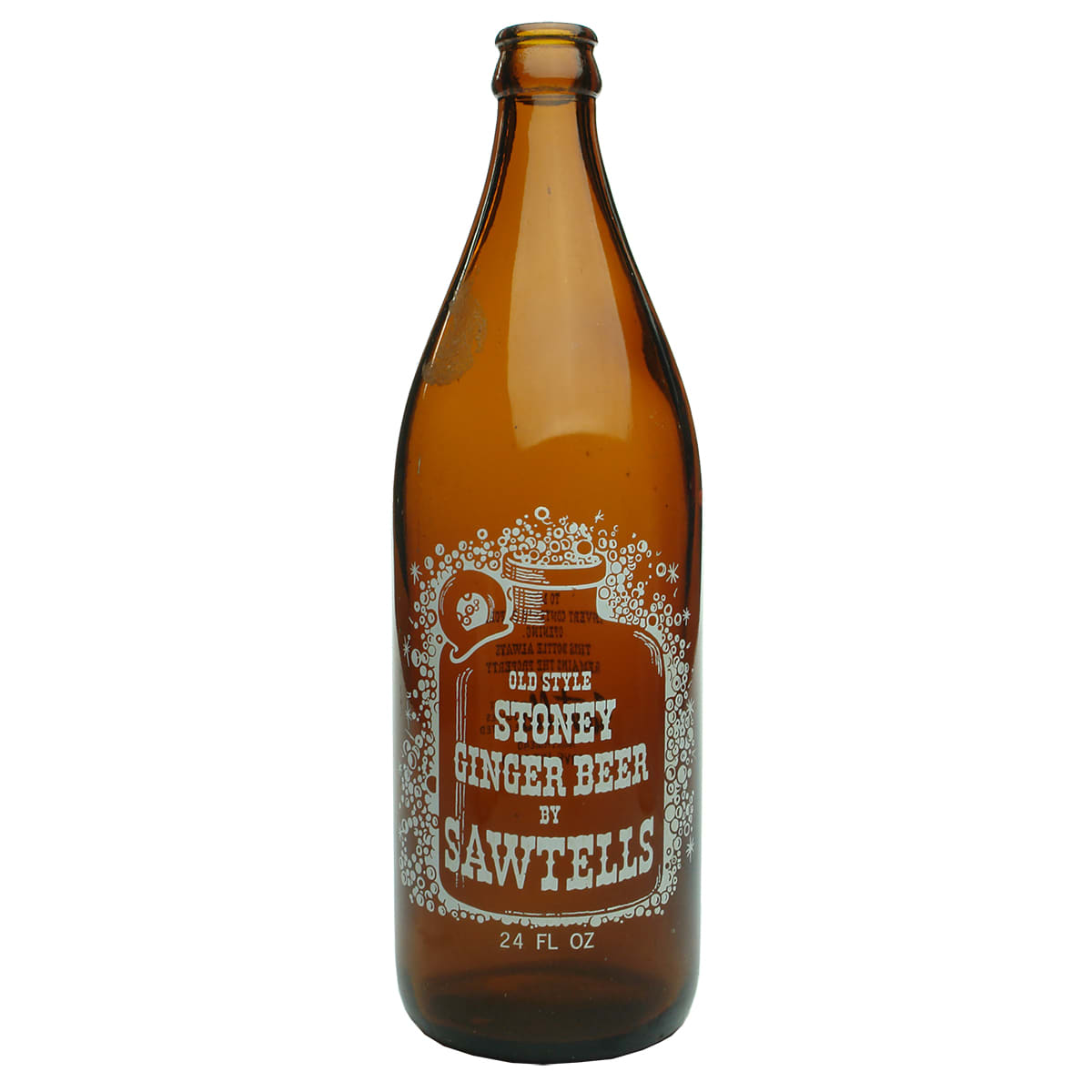 Ceramic Label Ginger Beer. Sawtells, Northmead. Amber. 24 oz. (New South Wales)