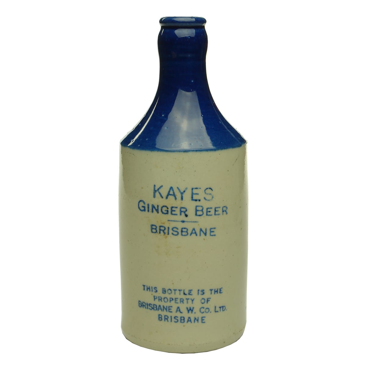 Ginger Beer. Kayes. Brisbane Aerated Water Co. Blue Top and Blue Print. Dump. (Queensland)