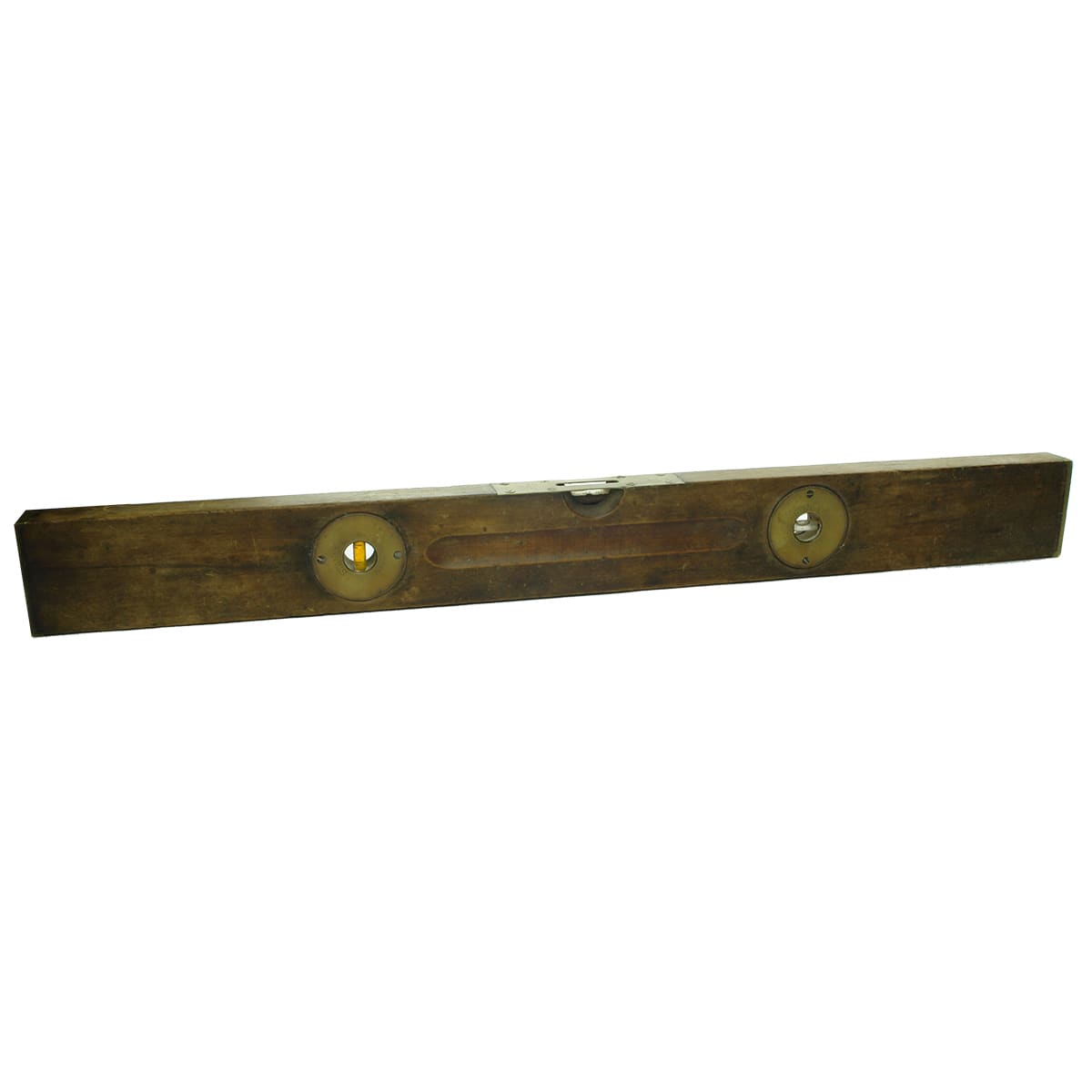 Carpenters Spirit Level. Stanley Rule & Level Co., New Britain, USA. Wooden with Brass ends and fittings.