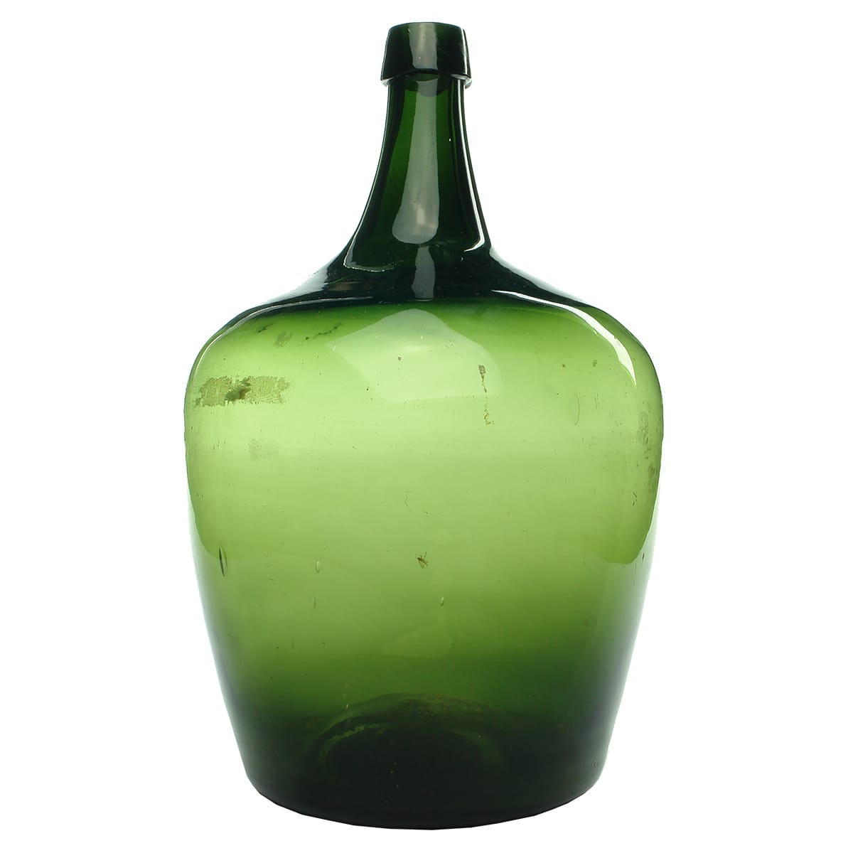 Large Glass Demijohn. Dark Green. Gallon.