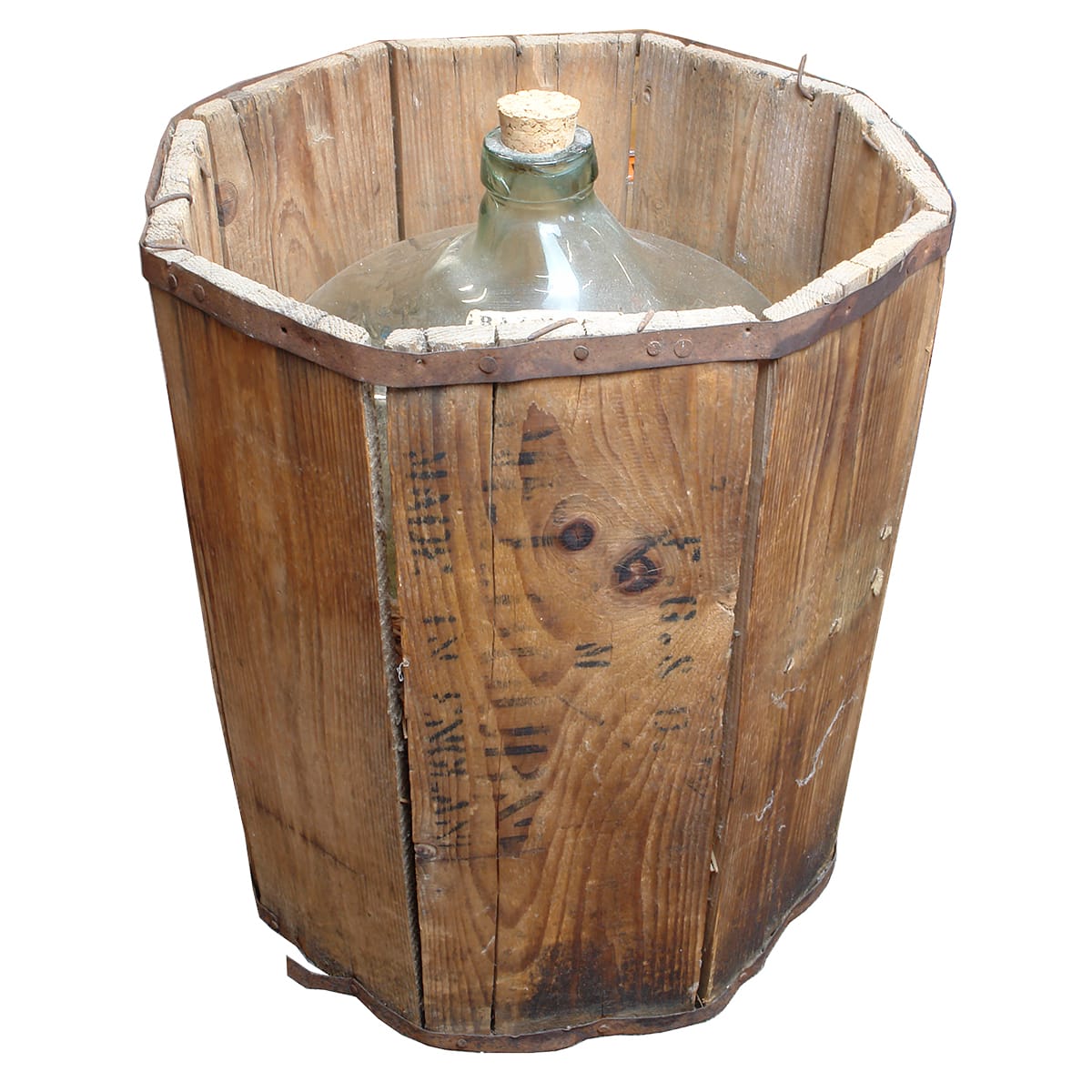 Giant Glass Demijohn in a Octagonal wooden crate. (Victoria) (Too big for post)