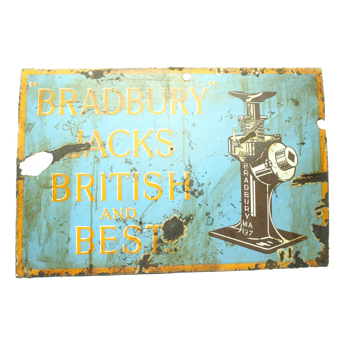 Bradbury Jacks single sided enamel sign.