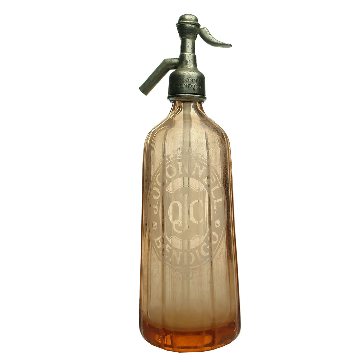 Soda Syphon. J. O'Connell, Bendigo. Pyramid Shape. Apricot. 30 oz. (Victoria)