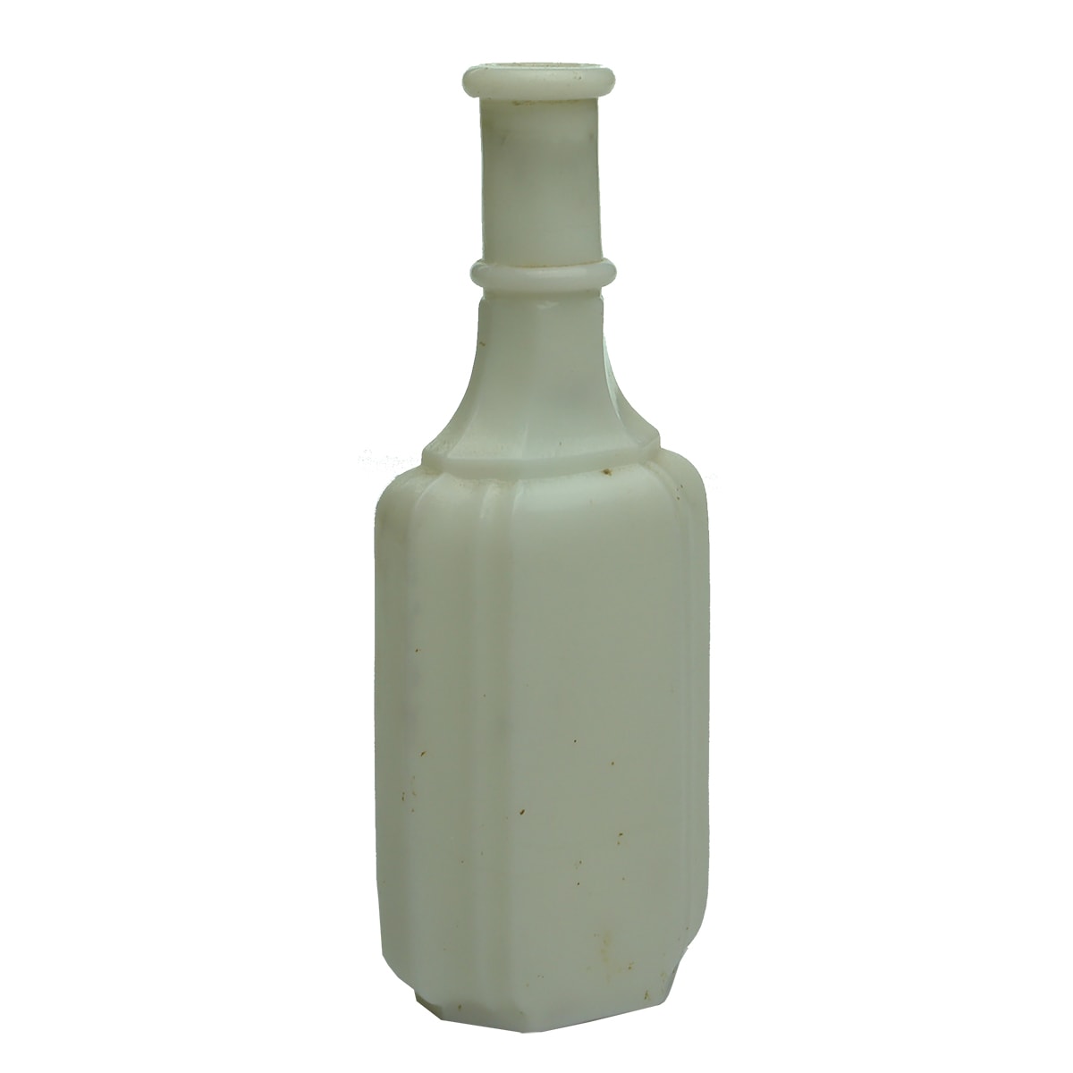 Hair Oil. Milk Glass, Fancy Shape.  4 oz.