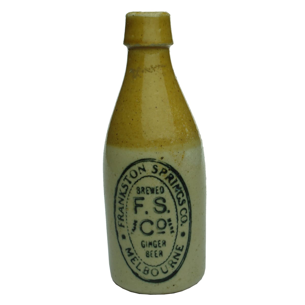 Ginger Beer. Frankston Springs Co., Melbourne. Tan Top. F. S. Co trade mark. (Victoria)