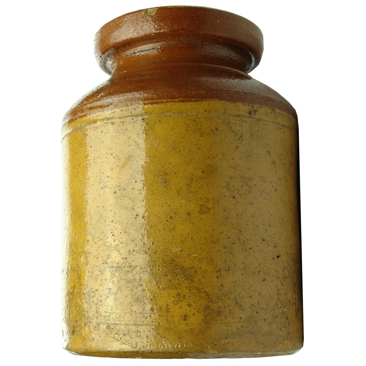 Pottery. J. Sherwin. Jar. Red & Mustard. Quart. (Tasmania)