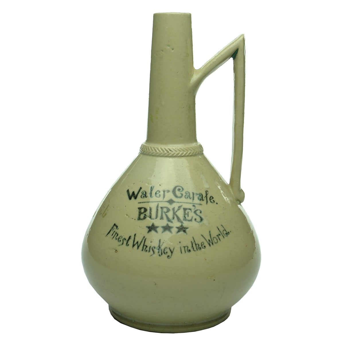 Whiskey. Burke's Water Carafe. All White.