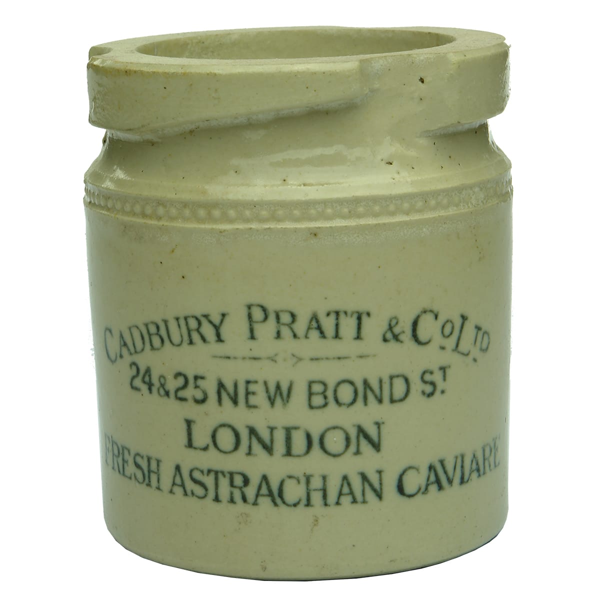 Jar. Cadbury Pratt & Co Ltd, London, Fresh Astrachan Caviare.