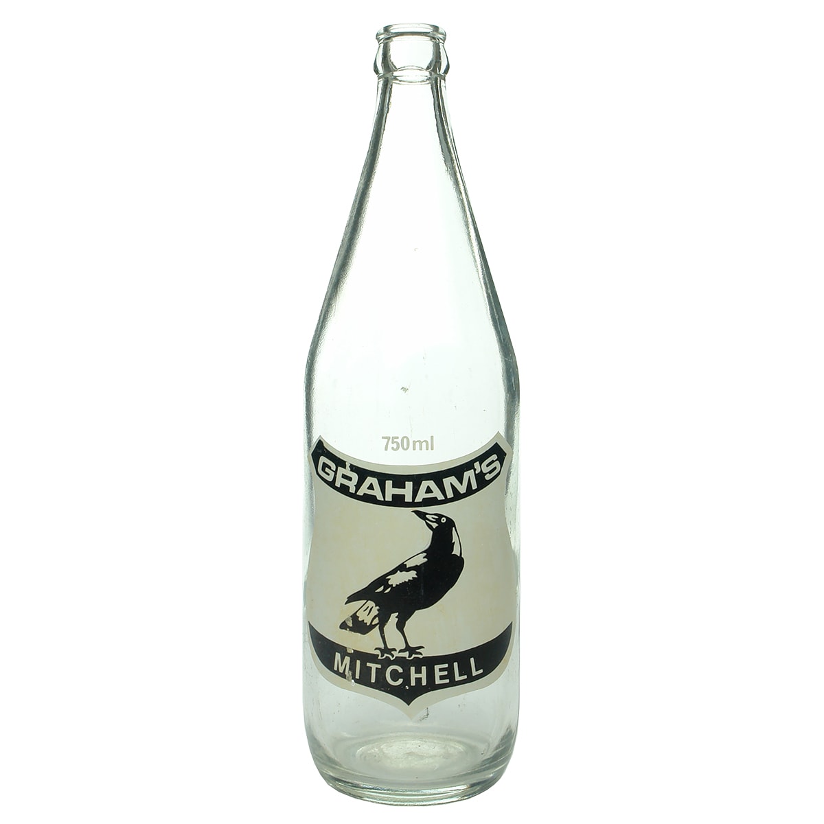 Ceramic Label Crown Seal. Graham's, Mitchell. Champagne. Black & White Print. 750 ml. (Queensland)