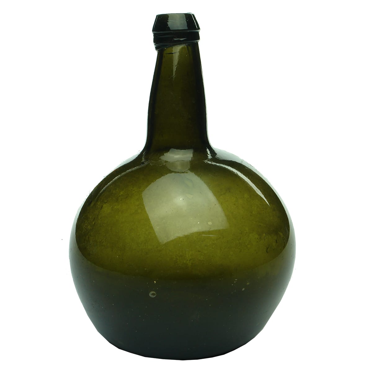 Black Glass. Small Globular Bottle with Jagged Pontil.