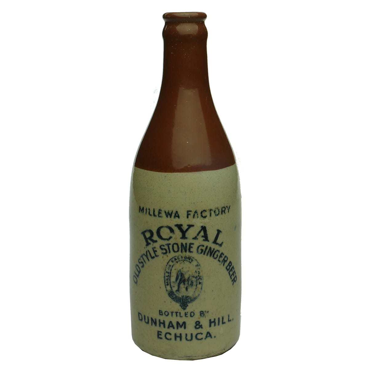 Ginger Beer. Dunham & Hill, Echuca. Royal. Crown Seal. Chocolate Top. 10 oz. (Victoria)