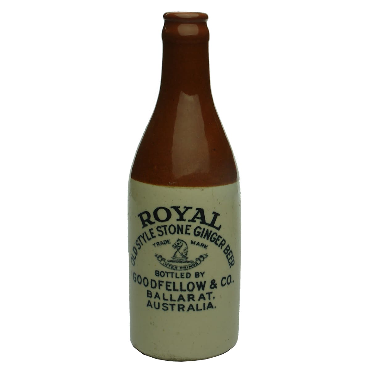 Ginger Beer. Goodfellow, Ballarat. Royal. Crown Seal. Chocolate Top. 10 oz. (Victoria)