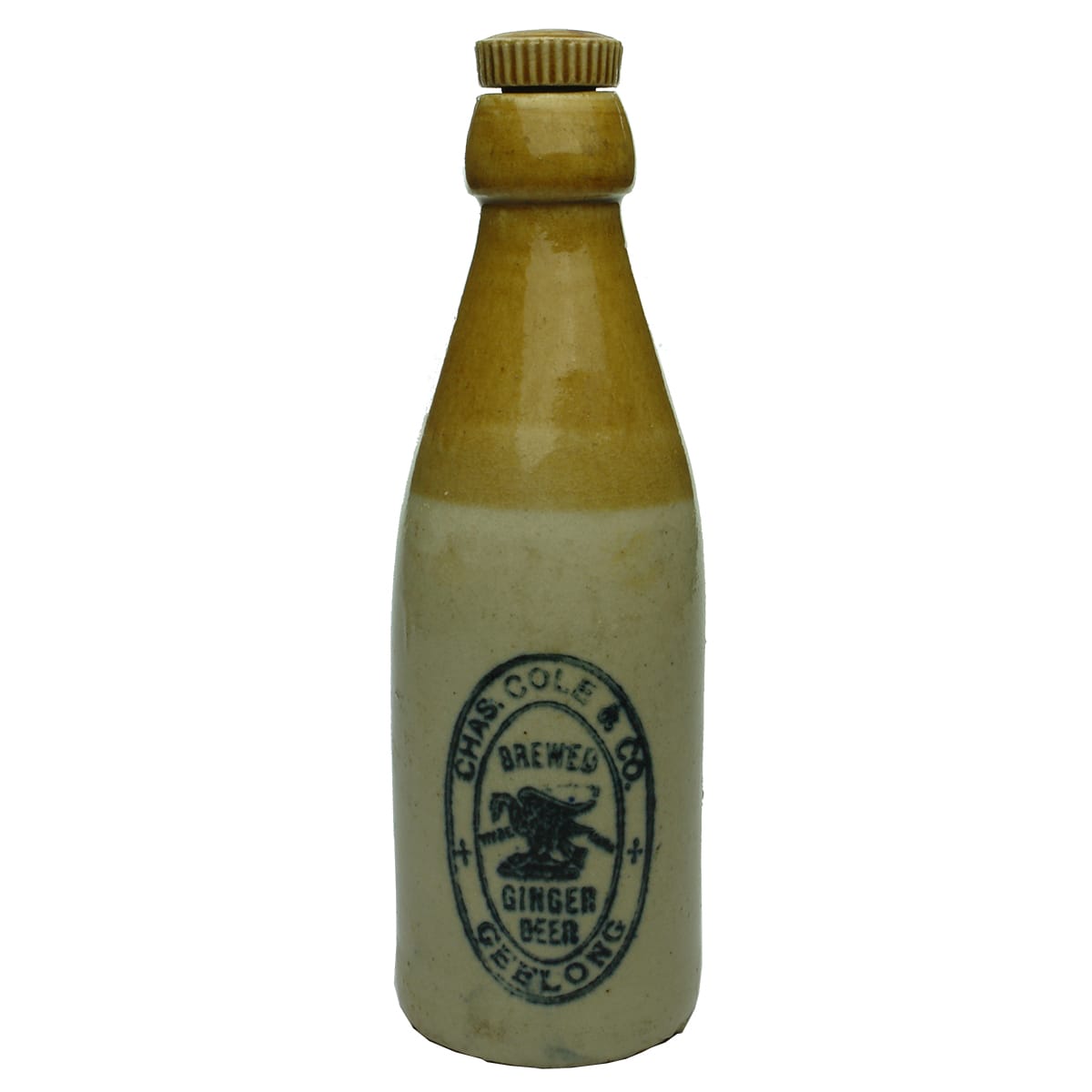 Ginger Beer. Chas Cole, Geelong. Internal Thread. Tan Top. 10 oz. (Victoria)