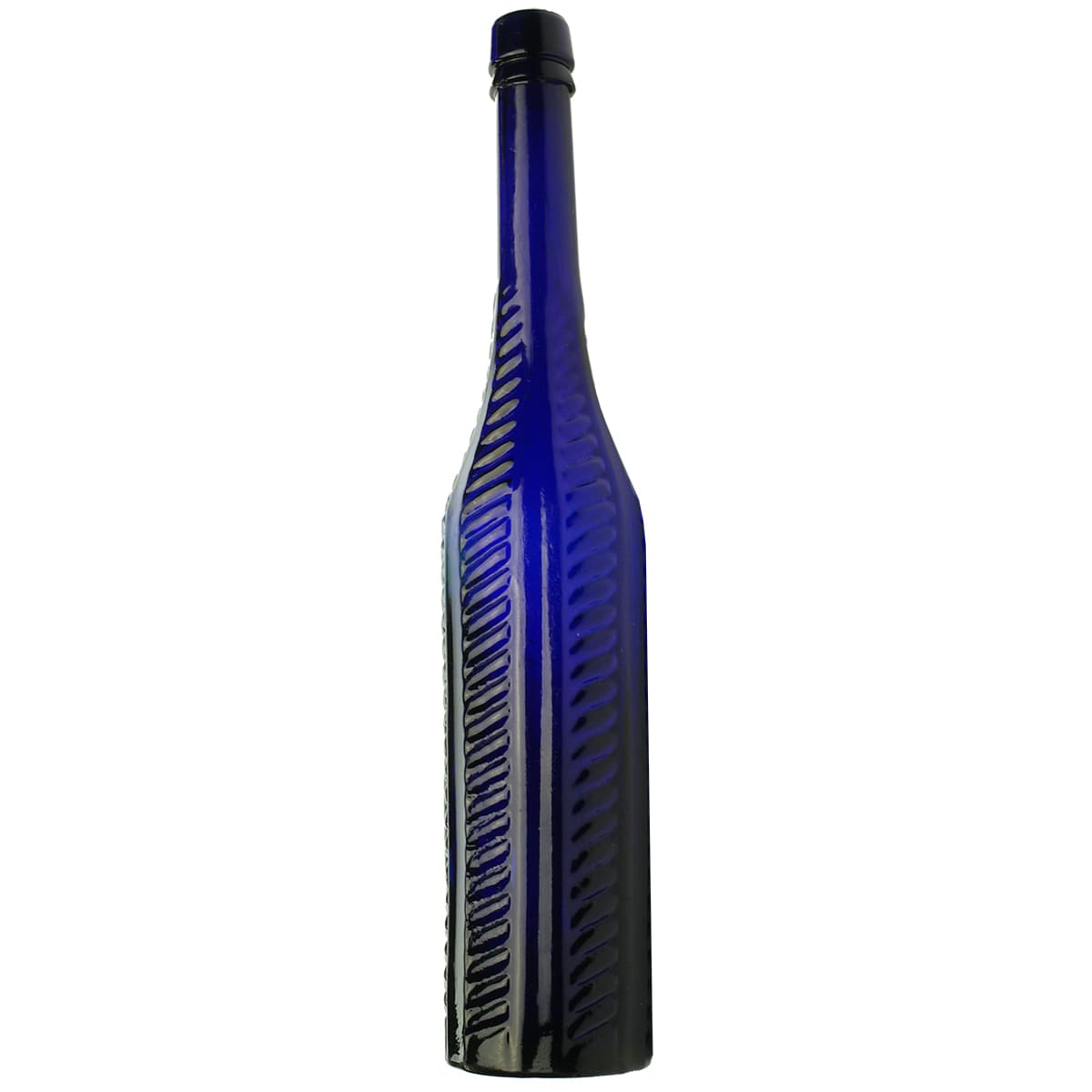 Salad Oil. Herringbone Pattern. Cobalt Blue. 10 oz.