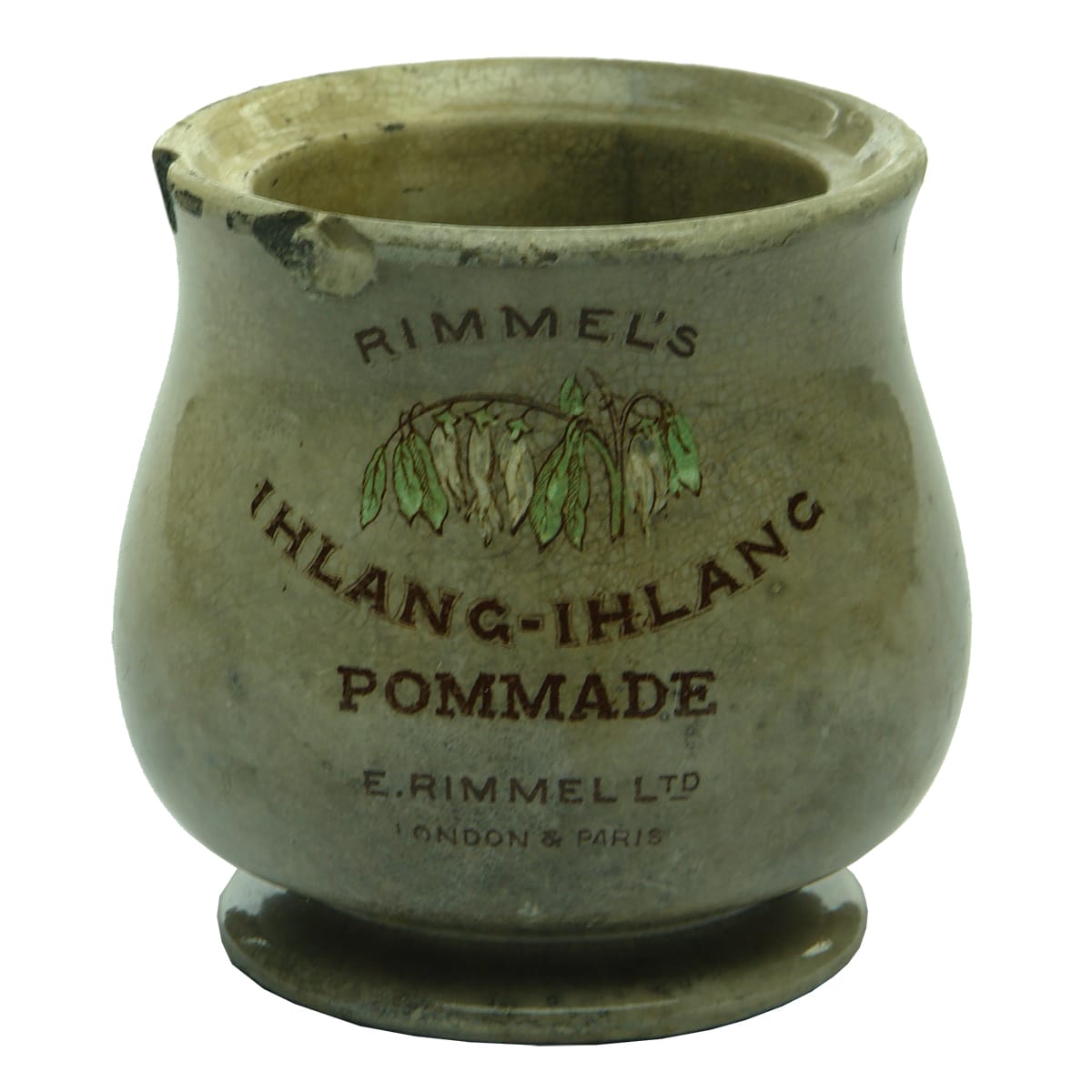 Ceramic Cosmetics Jar. Rimmel's Ihlang-Ihlang Pommade.