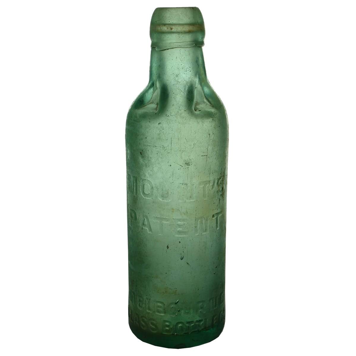 Patent. Mount's, Melbourne Glass Bottle Co. Aqua. 10 oz. (Victoria)