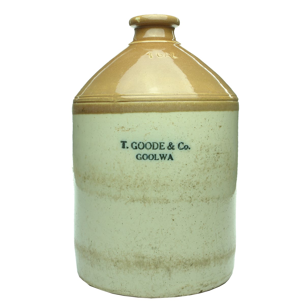 Demijohn. T. Goode & Co., Goolwa. 1 Gallon. (South Australia)