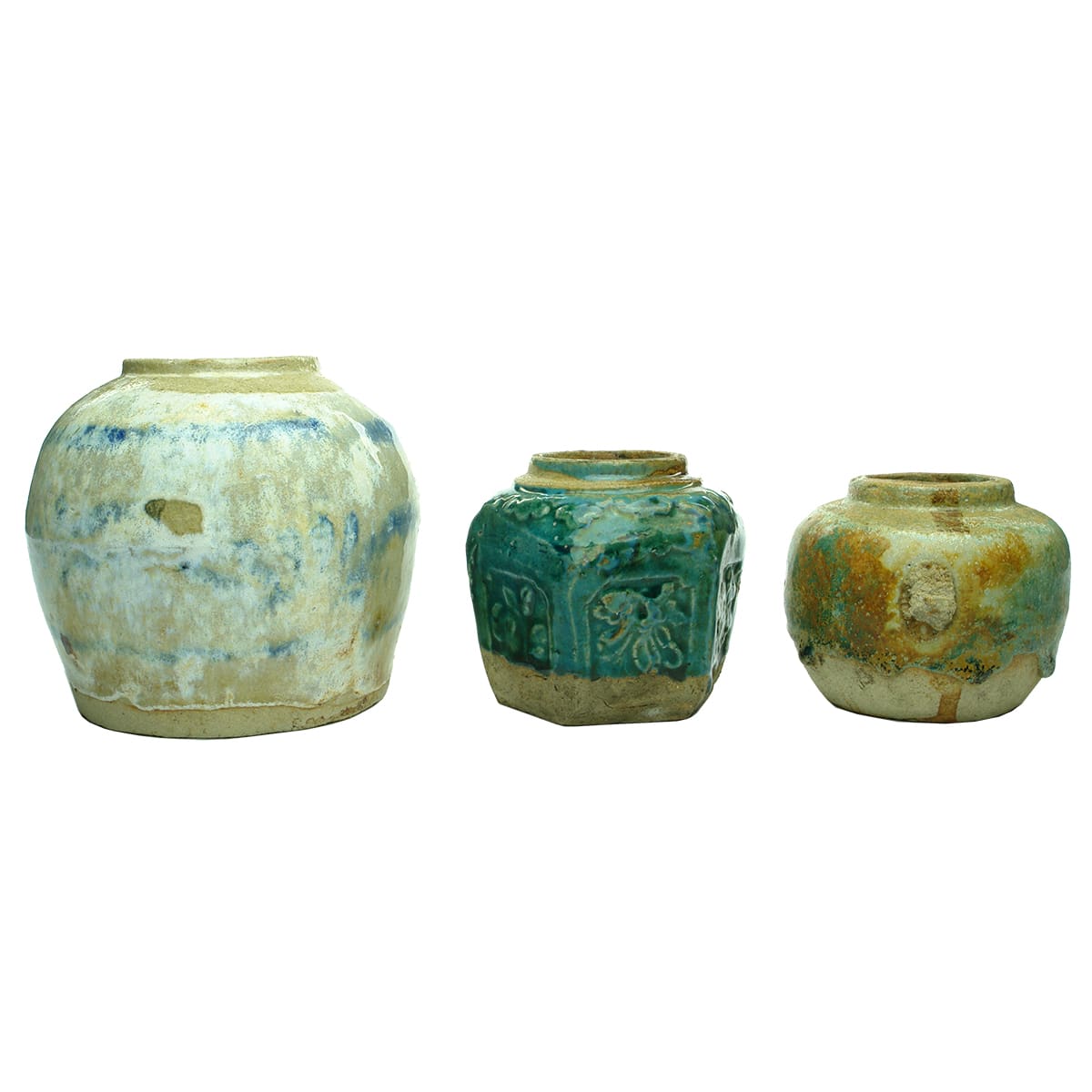 Chinese. Three different ginger jars.