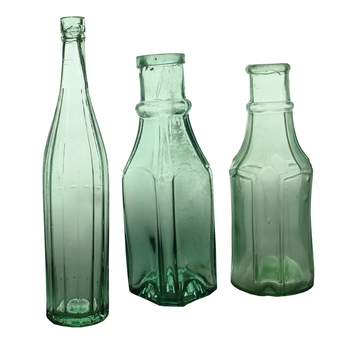 Three Goldfields Era Bottles. Salad OIl & Pair of goldfields pickles.  Plain square with scalloped shoulder corners and a Whybrow.