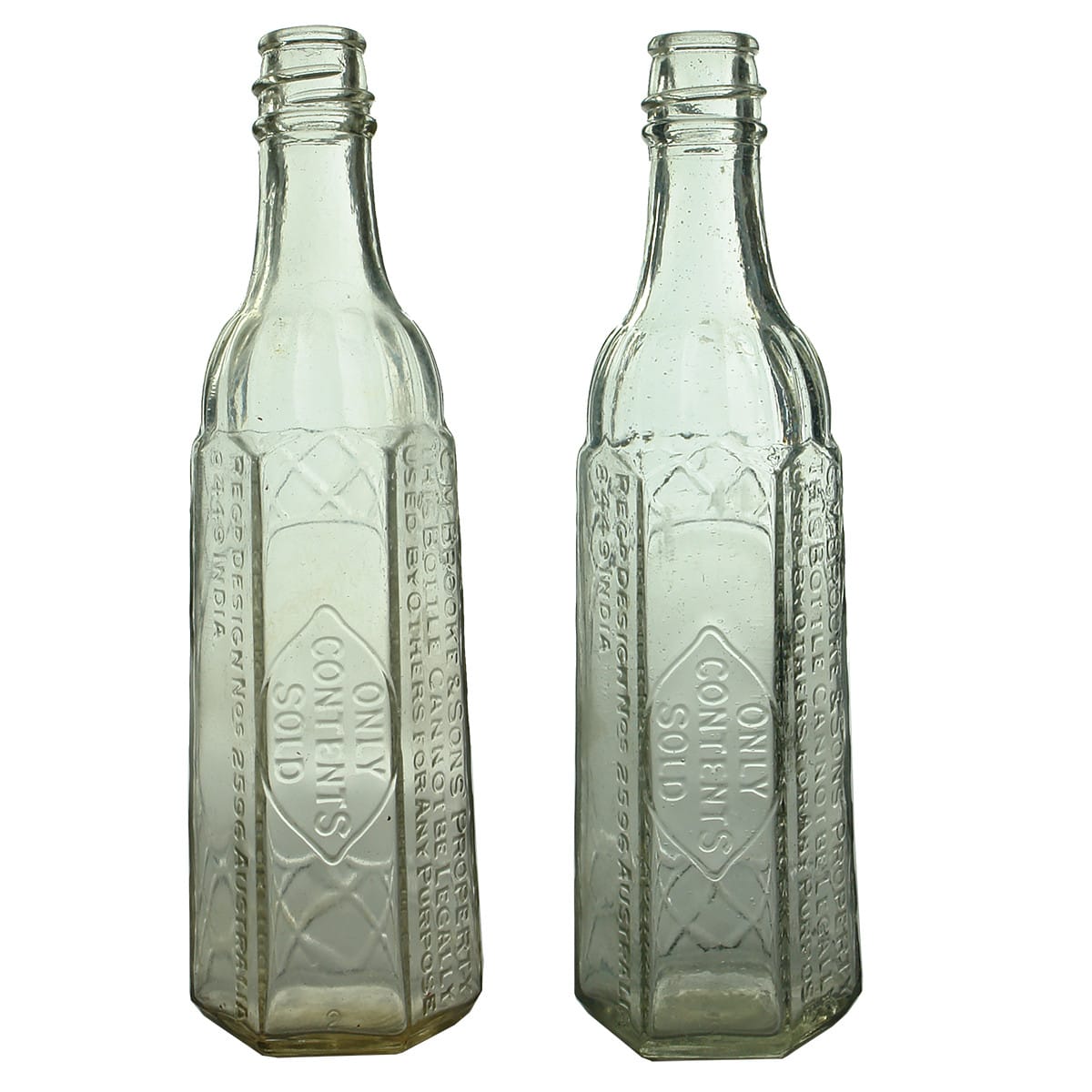 Pair of Brooke's cordials: Both Screw top 13 ounce with AGM base mark.