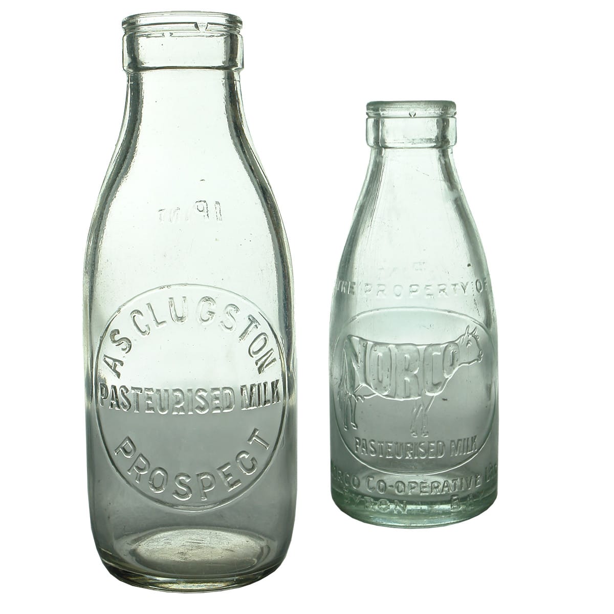 Pair of Foil Top Milks: Clugston, Prospect & Norco, Byron Bay. (New South Wales)