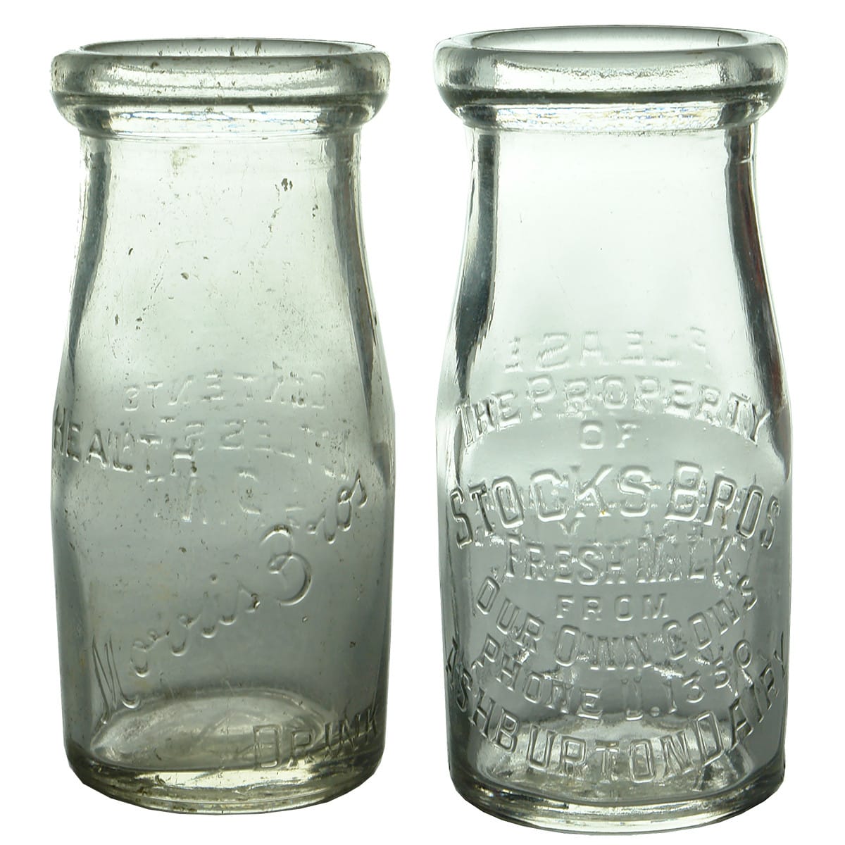 Pair of small Milks/Creams: Morris Bros & Stocks Bros. (Victoria)