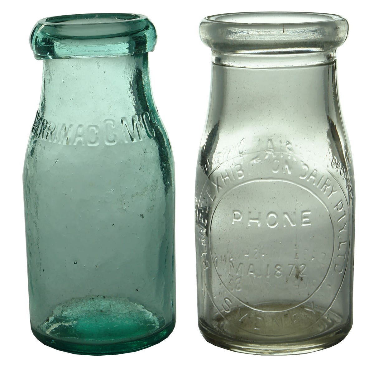 Pair of small Milks/Creams: Merrimac & Byrne's Exhibition Dairy. (Queensland & New South Wales)