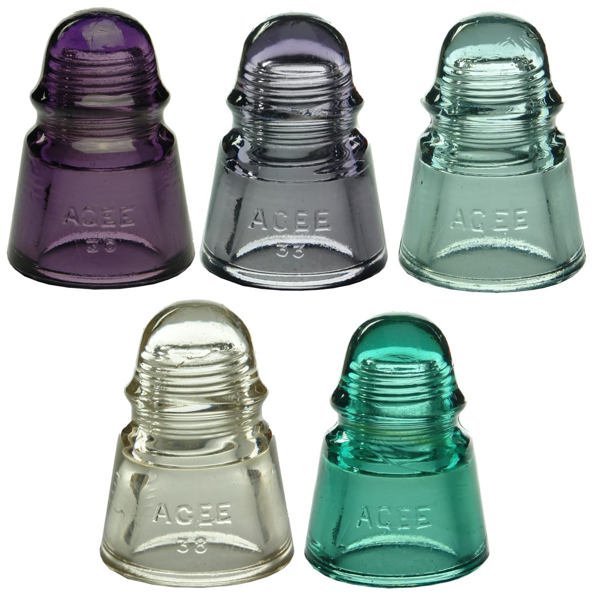 Five variations of CD422 Insulator. Different colours/embossing.