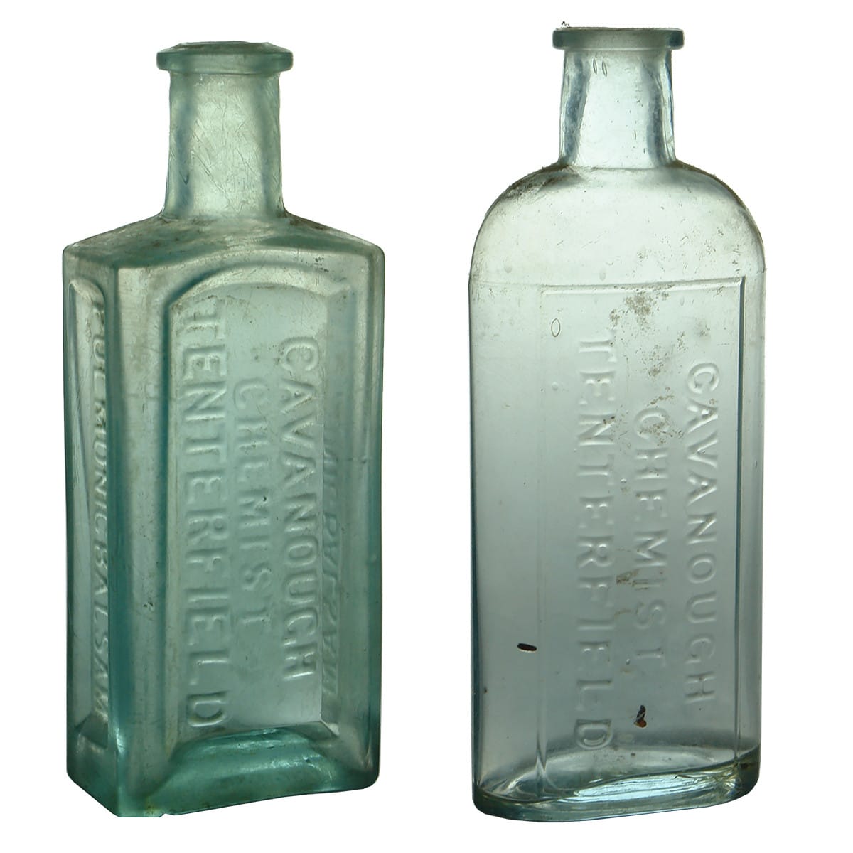 Two different Cavanough, Tenterfield Chemist Bottles. (New South Wales)