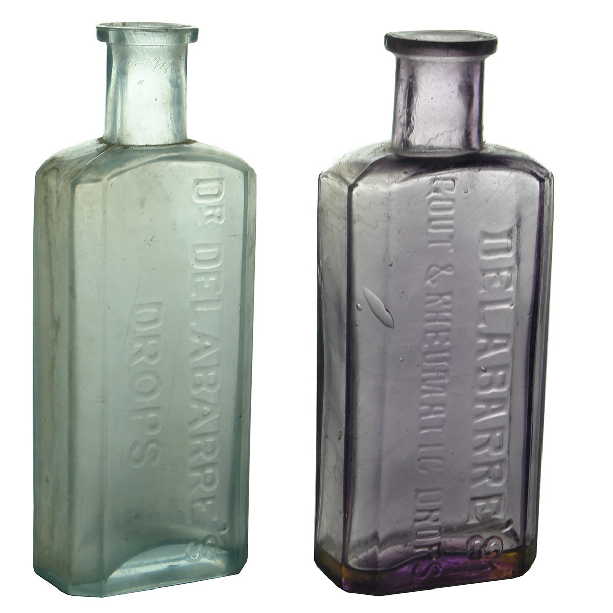 Two different Dr Delabarre's Drops bottles. (Leichhardt, New South Wales)