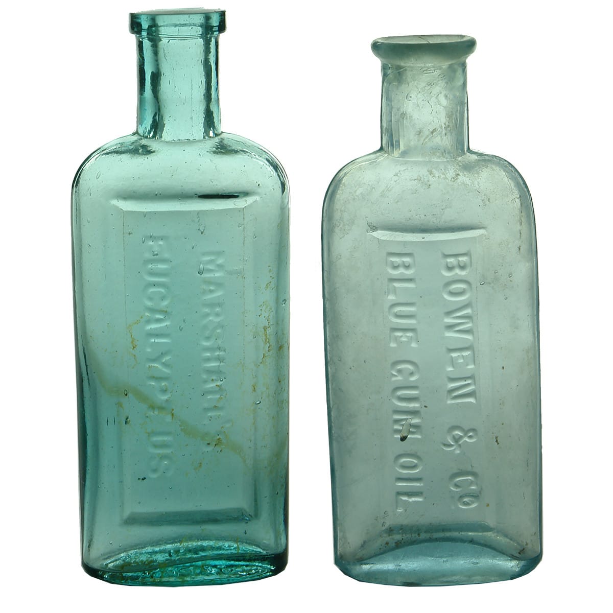 Two Eucalyptus Oil Bottles: Bowen & Co Blue Gum Oil & Marshall's (Victoria)