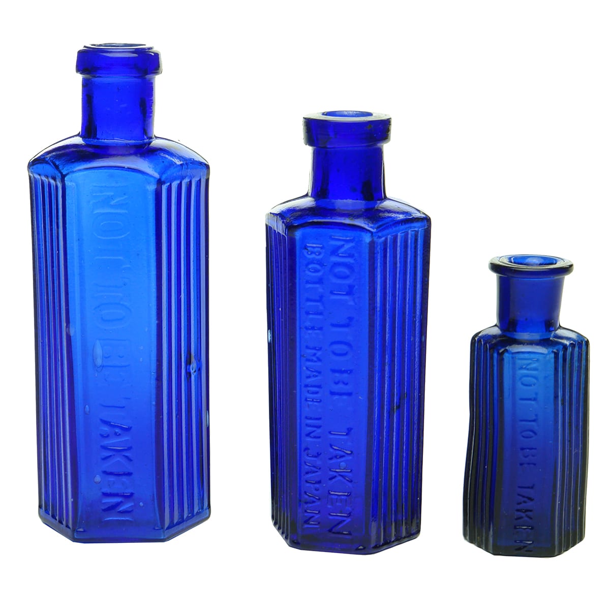 Poisons. Three different sizes of hexagonal cobalt poisons.