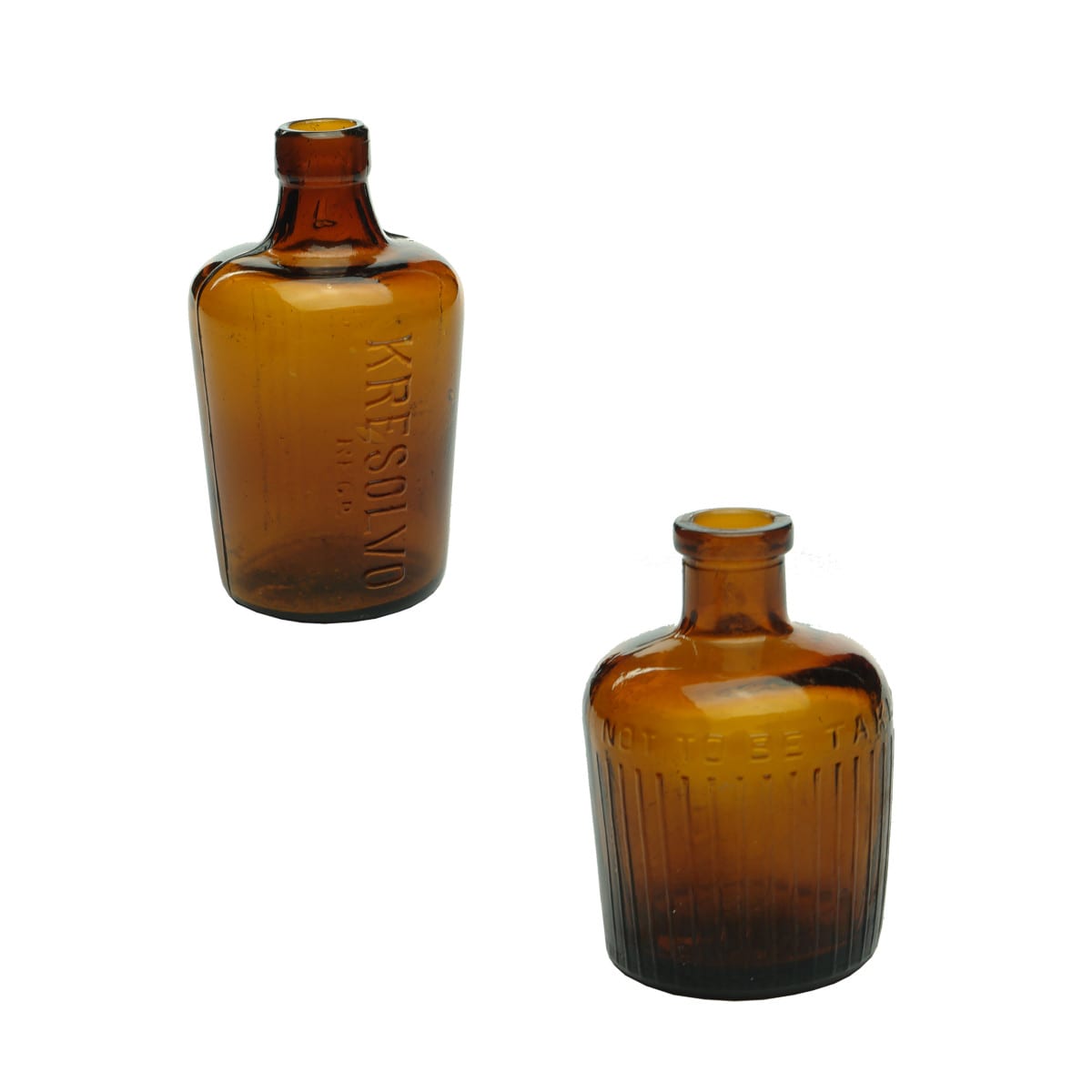 Two Lysol type Jug Poisons. Kresolvo, Donald Ross, Sydney & Bickford & Sons Adelaide. (New South Wales & South Australia)