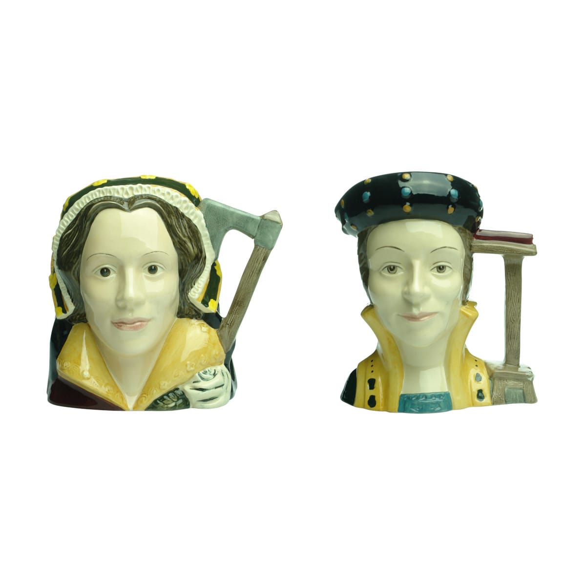 Pair of Large Royal Doulton Toby Jugs: Catherine Howard & Catherine Parr