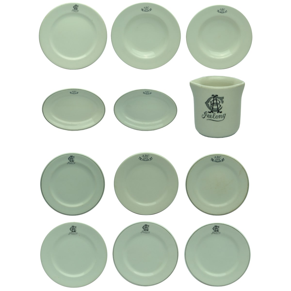 12 Pieces of Hotel Ware from the ABC Cafe Geelong. Plates, Bowls, Sauce Jug. (Victoria)