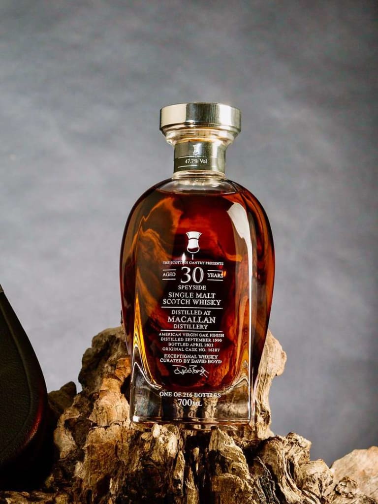 Very Rare Selection of Macallan 1990 30-Year-Old Scottish Whisky Gantry Curated By David Boyd | No VAT on Hammer