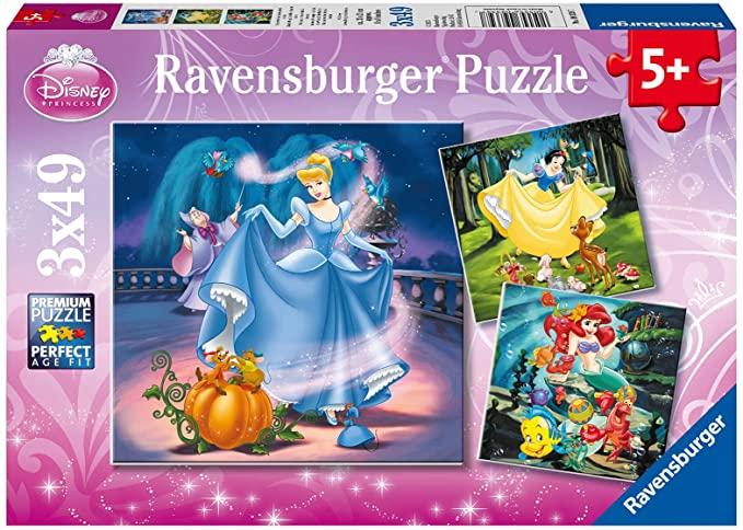 Jigsaw Puzzle, 3 x 49 Pieces (Snow White, Cinderella, Ariel)
