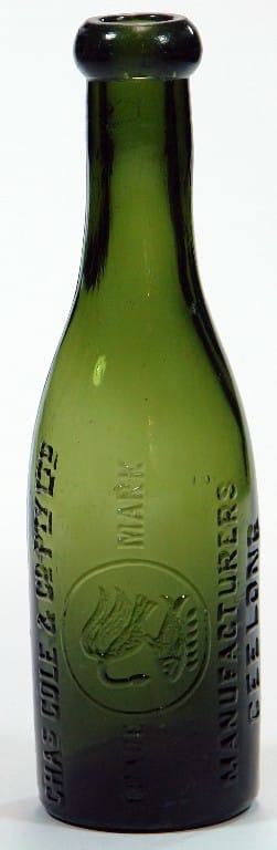 Cole Geelong Dark Green Blob Top Soda Bottle