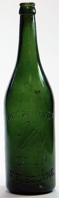 OT Melbourne Dark Green Crown Seal Hop Beer Bottle