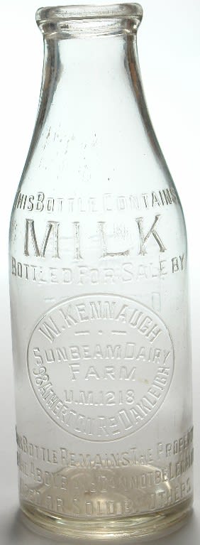 Kennaugh Sunbeam Dairy Oakleigh Quart Milk Bottle