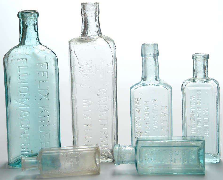 Group Glass Patent Medicine Quack Cure Bottles