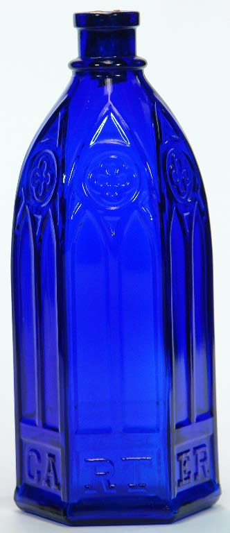 Carters Cathedral Master Cobalt Blue Glass Ink Bottle