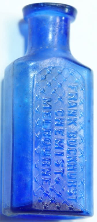 Frank Buckhurst Chemist Melbourne Cobalt Blue Poison Bottle