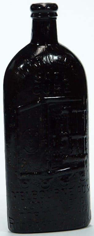 Warners Safe Cure Four Cities Dark Red Amber glass Bottle